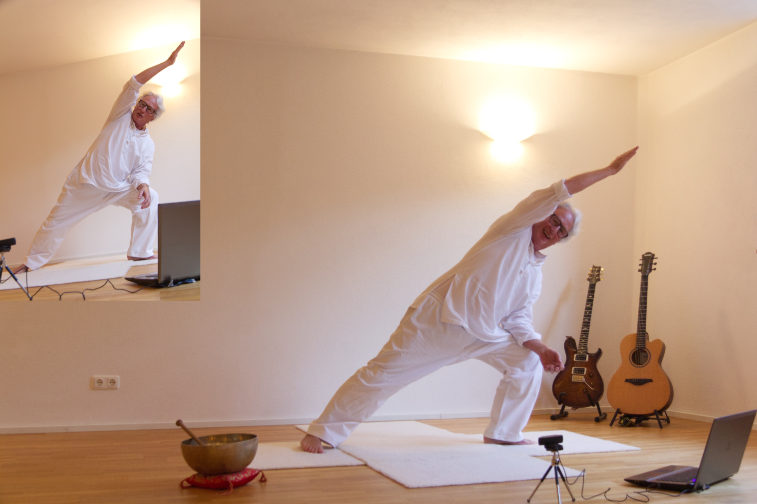 Yoga-Kurs via Zoom: Dehnen, beugen, Position halten: gestreckte seitliche Beuge